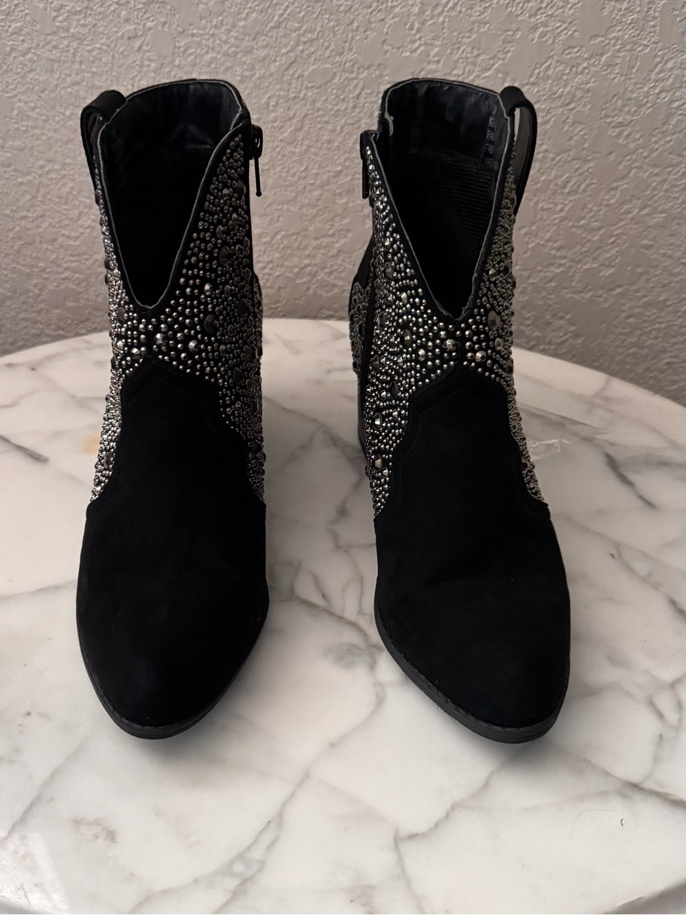 Sugar Women’s Black Studded Cowboy Ankle Boots